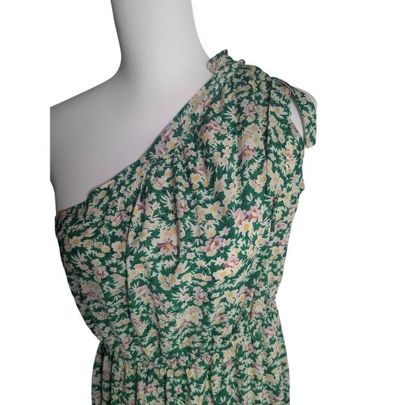 Pretty Garden Dress Floral Knot Shoulder Sleeveless Ruffle Flowy Boho Size Large - Picture 1 of 7